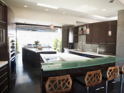 Interior of modern domestic kitchen.