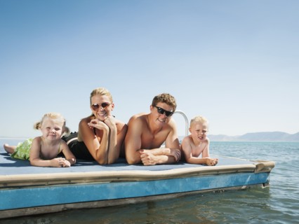 Family portrait on raft.