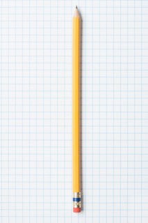 Single yellow sharpened pencil on graph paper. Photo : Kristin Duvall