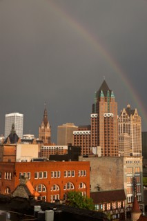 Rainbow over downtown Milwaukee. Photo: Henryk Sadura