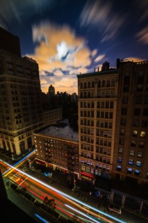 Manhattan, Power loss in downtown during hurricane. New York City, New York.