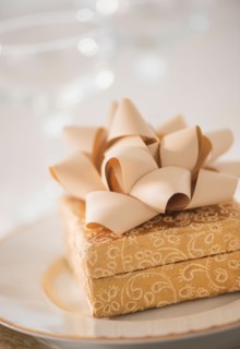 Pastel composition with gifts package and glasses