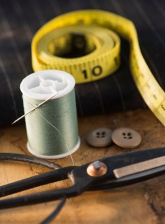Elevated view of sewing items