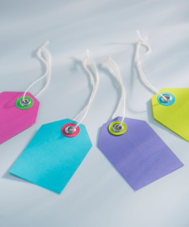 Close up of gift tags with strings