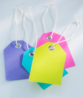 Close up of gift tags with strings