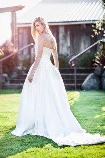 Portrait of bride walking outdoors