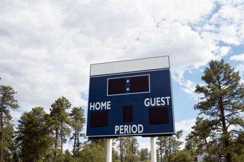 Low angle view of scoreboard