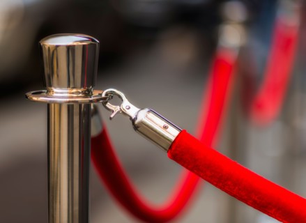 Red rope and stanchion.