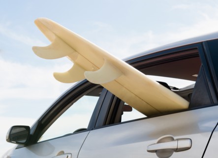 Surfboard in car. Photo: Jamie Grill