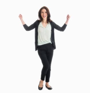 Studio portrait of mid adult woman.