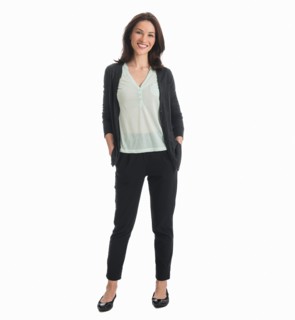 Studio portrait of mid adult woman.
