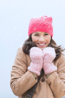 Portrait of woman in winter clothes.