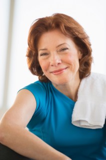Portrait of senior woman in gym.
