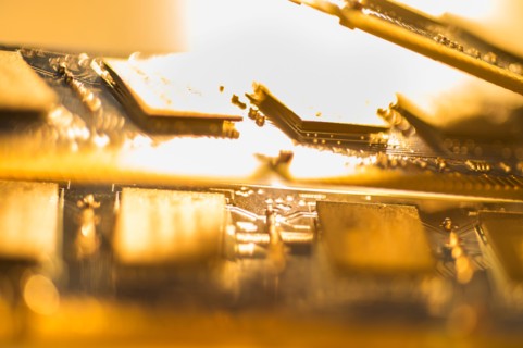 Studio shot of computer chips.