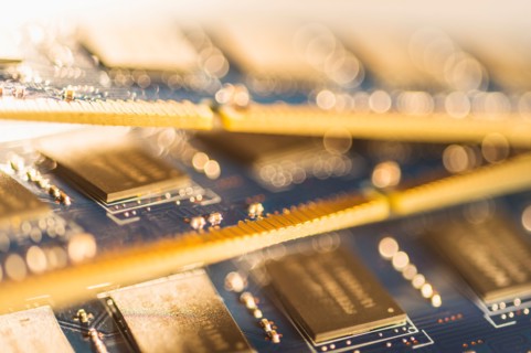 Studio shot of computer chips.