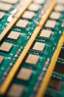 Studio shot of computer chips.