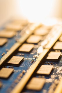 Studio shot of computer chips.