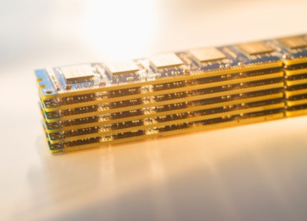 Studio shot of computer chips.
