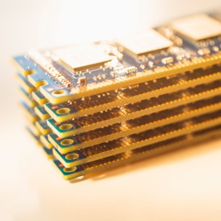 Studio shot of computer chips.