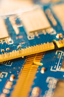 Studio shot of computer chip.