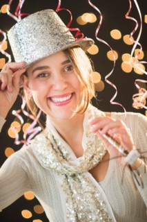 Woman celebrating New Year's Eve.