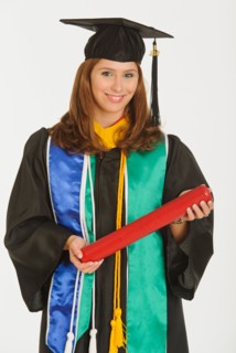 Portrait of graduate student holding diploma