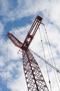 Low angle view of crane at building site