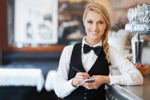 Portrait of smiling waitress