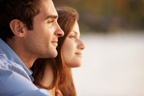 Portrait of couple on beach
