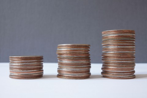 Coins arranged as bar chart