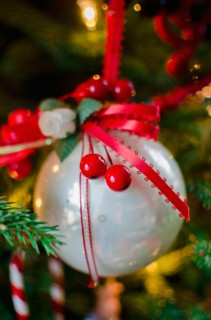 Close up of Christmas tree with decorations