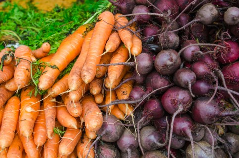 Stack of carrots and beets