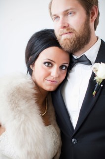 Studio Shot portrait of bride and groom