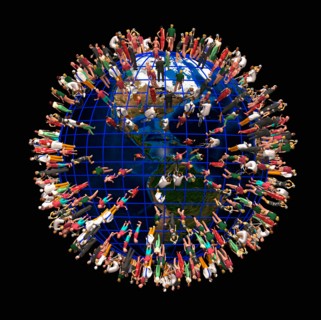 Earth crowded with people