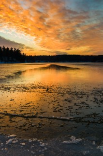 Sunset. Walden Pond, Concord, Massachusetts.