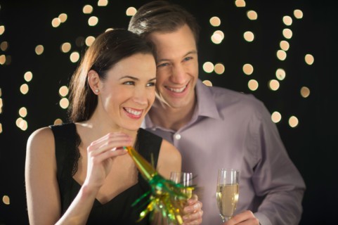 Couple celebrating new year's eve.