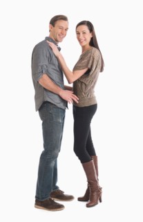 Portrait of couple embracing.