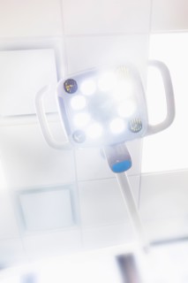 Lamp and ceiling in dentist office.