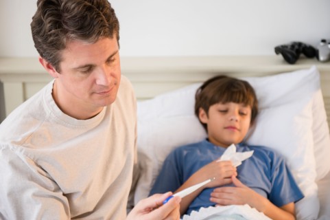 Father taking care of sick son (8-9)
