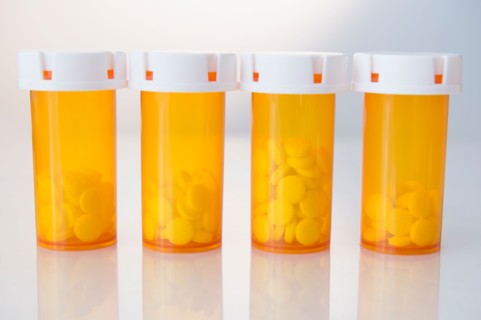 Studio shot of pill bottles