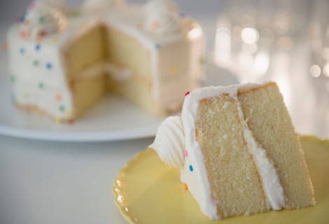 Studio shot of birthday cake slices