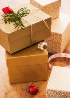 Stack of christmas gifts