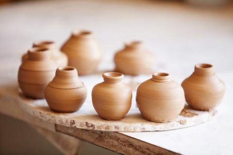 Small vases left to dry