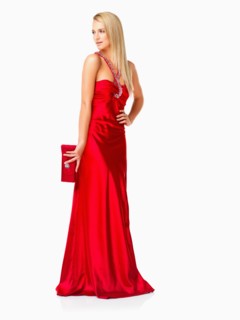 Studio Shot, Portrait of young woman in red dress