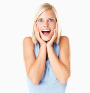 Studio Shot, Portrait of surprised young woman