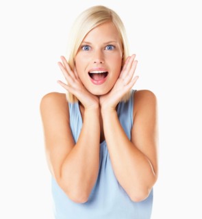 Studio Shot, Portrait of surprised young woman
