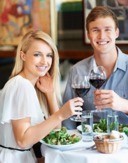 Couple  eating lunch in restaurant