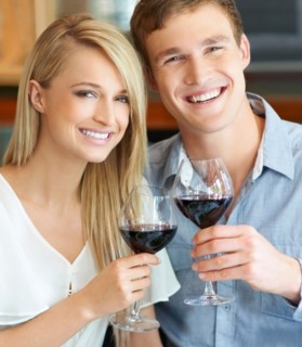 Couple toasting with wine
