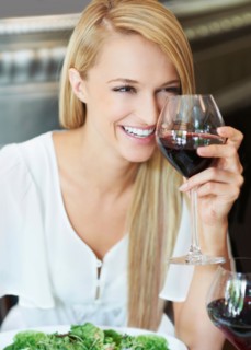 Woman drinking wine