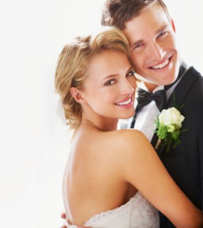Portrait of newly wed couple